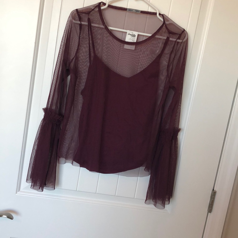 Never worn maroon mesh-cami set
